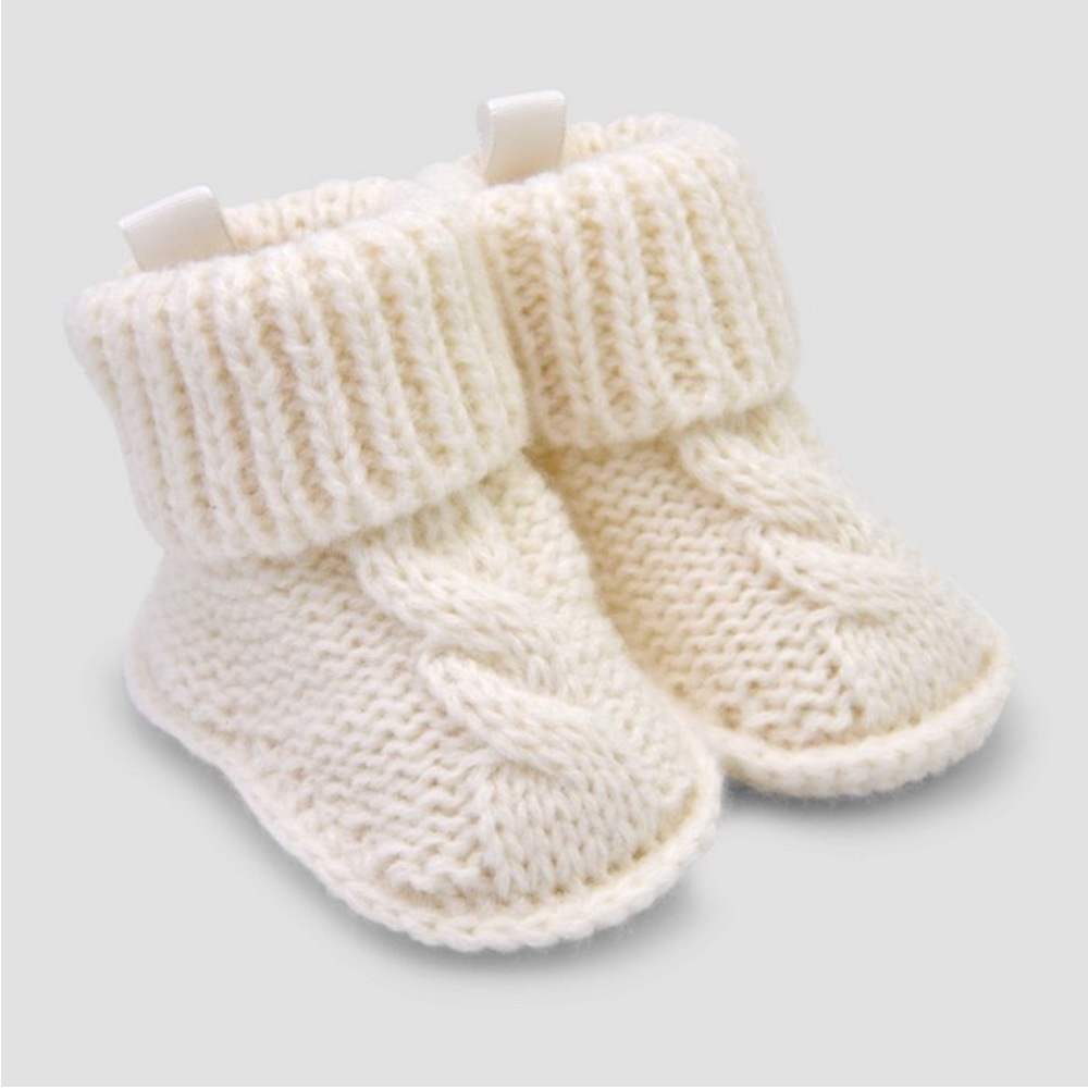Carter’s Just One You Baby Cable Knitted Slippers - Off White Newborn Booties